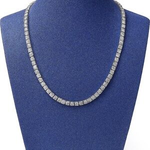 Tennis Necklace 18K White Gold Plated 4.0mm Round Cubic Zirconia